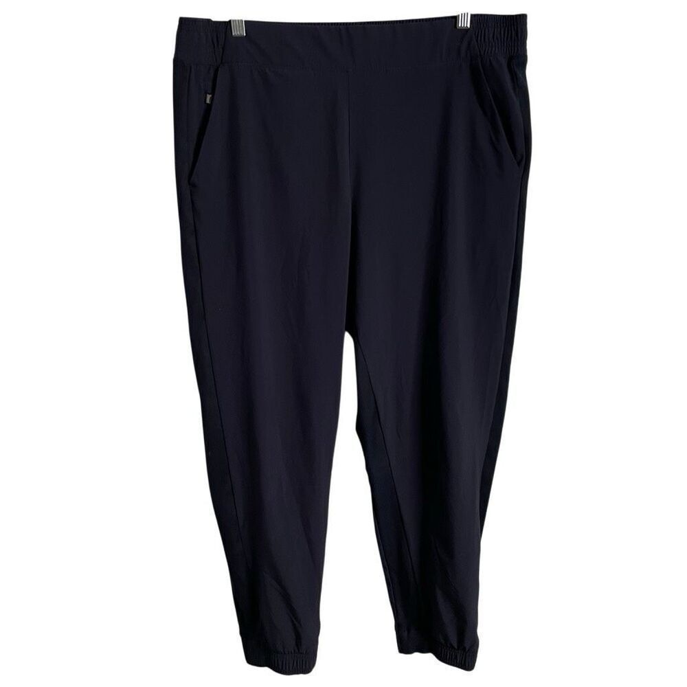 Athleta Womens Brooklyn High Rise Joggers 16 Navy Active Ribbed Weekend Errands